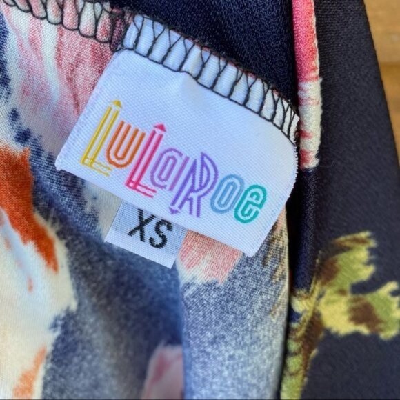 LulaRoe Floral Mini Skirt Pencil Form Fitting Blue with Roses Skirt Size XS - Picture 6 of 10